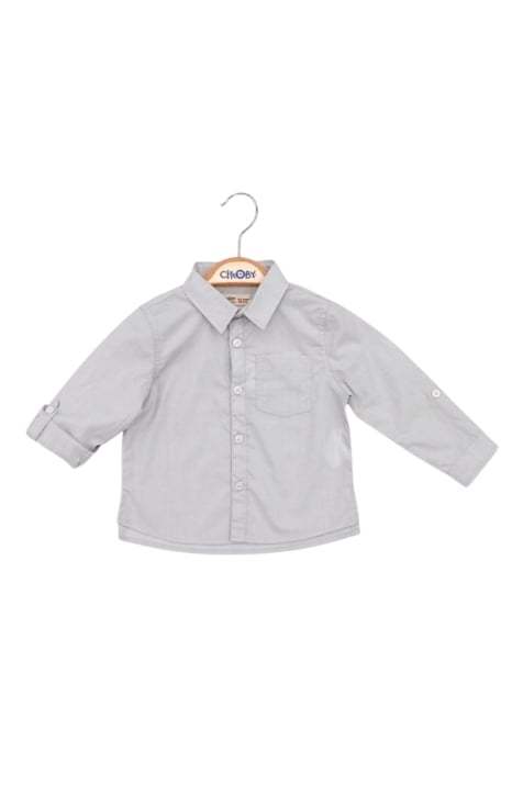 Детска риза момче дълъг ръкав, сив цвят