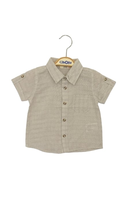 Детска риза момче къс ръкав, бежов цвят