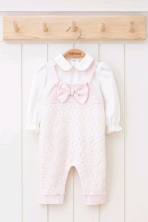 Бебешки гащеризон момиче дълъг ръкав, розов цвят