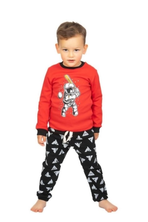Детска пижама за момче с дълъг ръкав,червен цвят