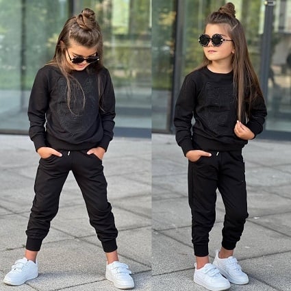 Детски комплект момиче дълъг ръкав , черен цвят
