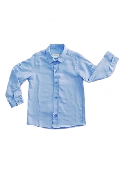 Детска риза за момче с дълъг ръкав,син цвят