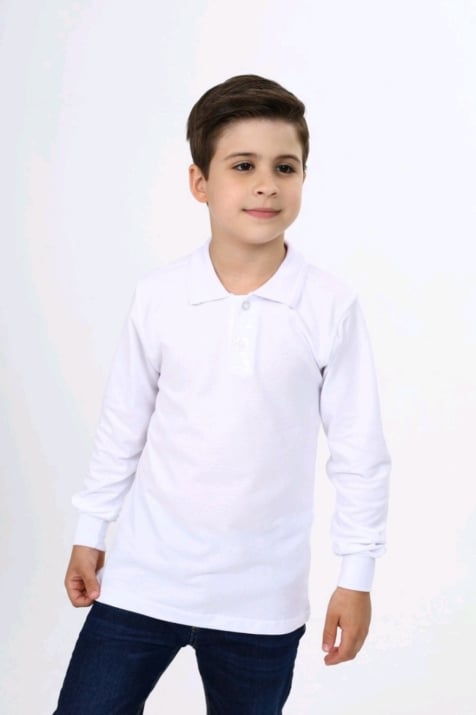 Детска блуза момче дълъг ръкав,бял цвят