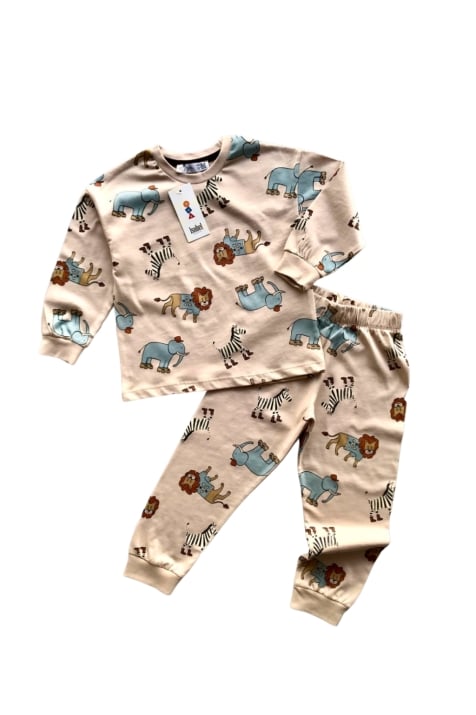 Детска пижама момче дълъг ръкав,бежов цвят