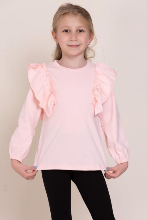 Детска блуза момиче дълъг ръкав, розов цвят
