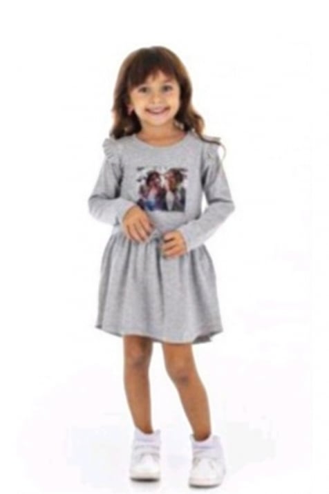 Детска рокля дълъг ръкав, сив цвят