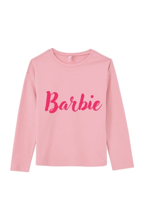 Детска блуза момиче дълъг ръкав Barbie, розов цвят