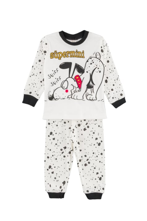 Детска пижама момче дълъг ръкав, бял цвят