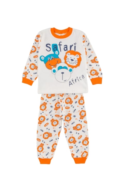 Детска пижама за момче с дълъг ръкав,оранжев цвят