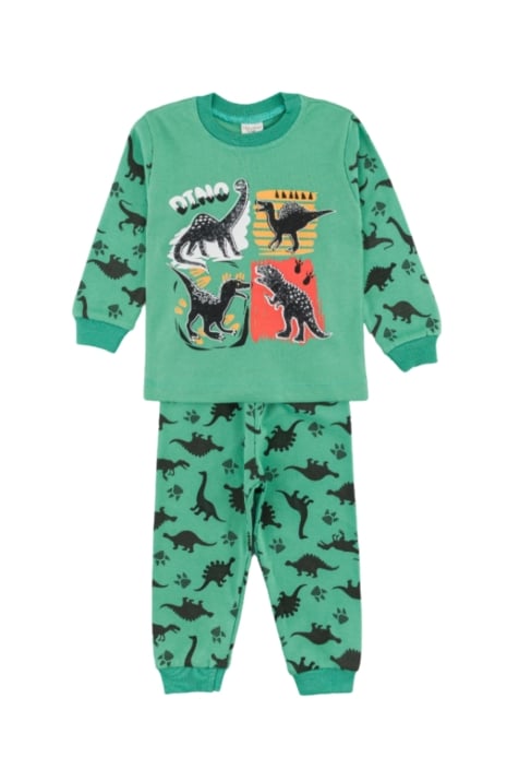 Детска пижама за момче с дълъг ръкав,зелен цвят