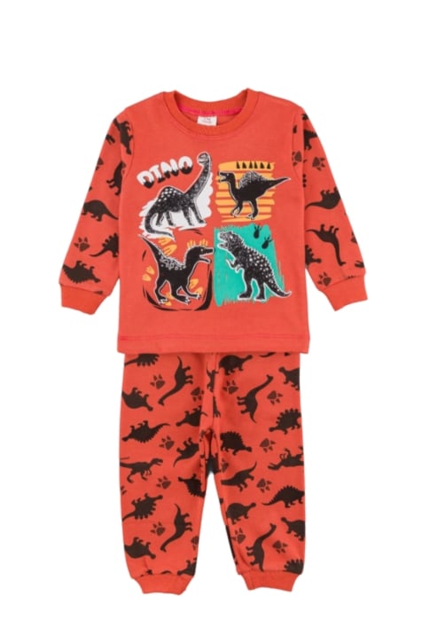 Детска пижама за момче с дълъг ръкав,оранжев  цвят