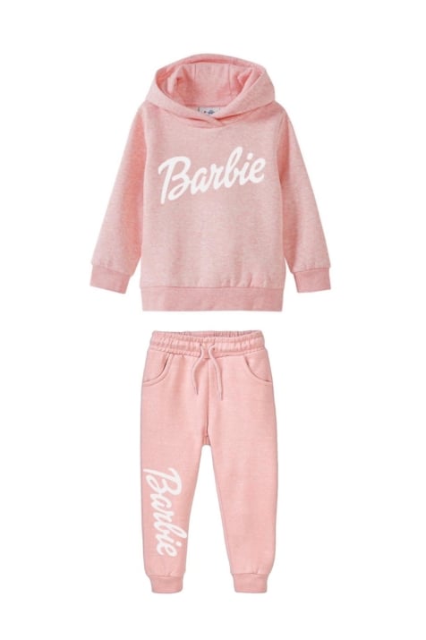Детски комплект момиче дълъг ръкав Barbie , цвят розов меланж