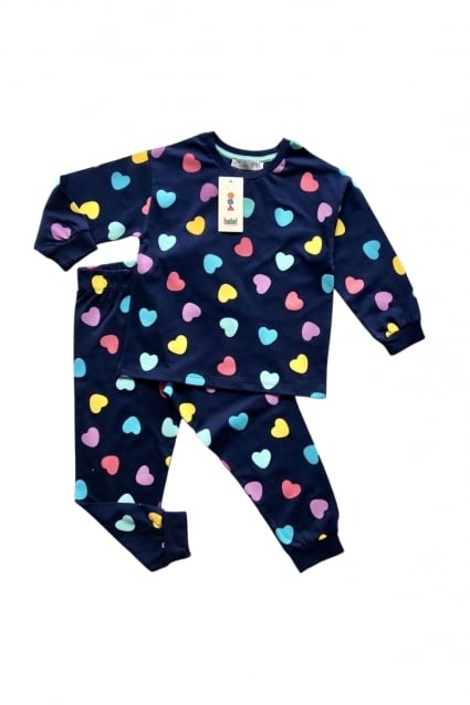 Детска пижама момиче дълъг ръкав , тъмно син цвят