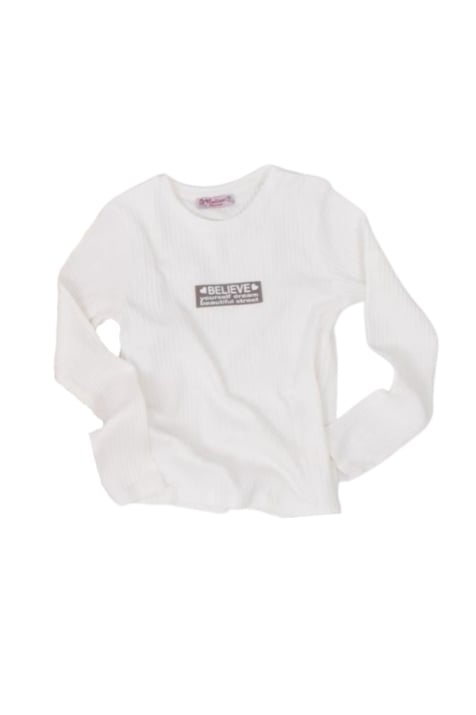 Детска блуза момиче с дълъг ръкав, бяле цвят