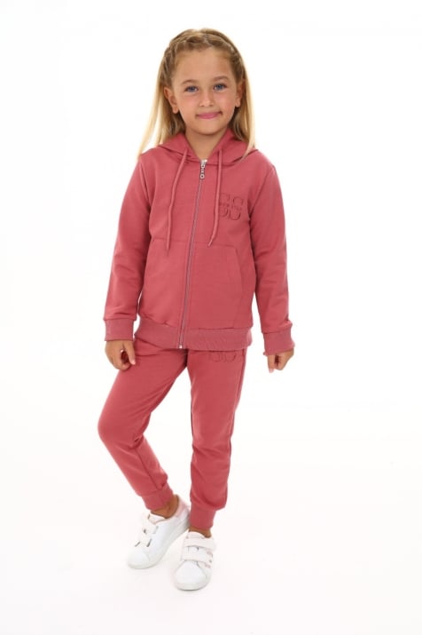 Детски спортен екип момиче, тъмно розов цвят