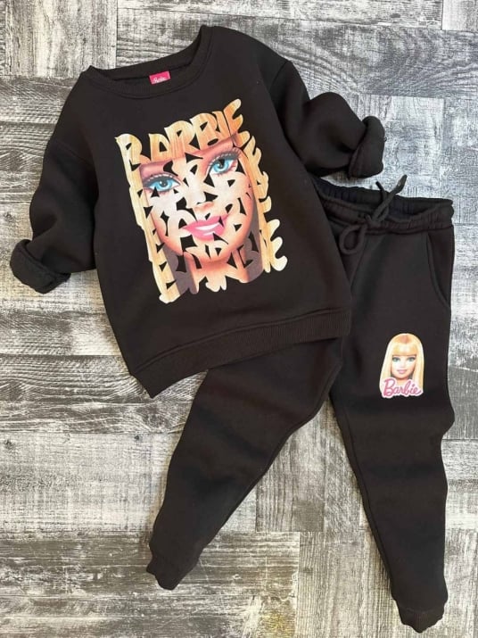 Детски комплект момиче дълъг ръкав Barbie , черен цвят