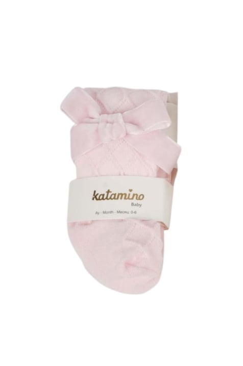 Бебешки чорапогащник момиче с панделка, розов цвят
