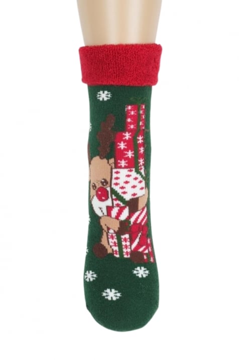Детски чорапи Коледа, зелен цвят
