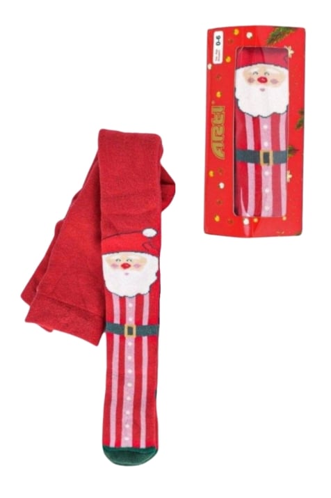 Бебешки чорапогащник Коледа в кутия, червен цвят
