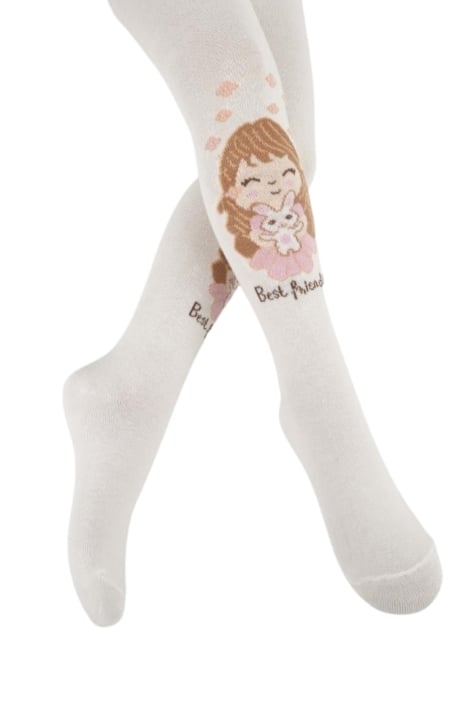 Детски чорапогащник момиче, цвят екрю