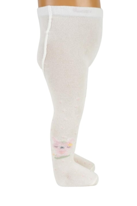 Бебешки чорапогащник момиче с мече, бял цвят
