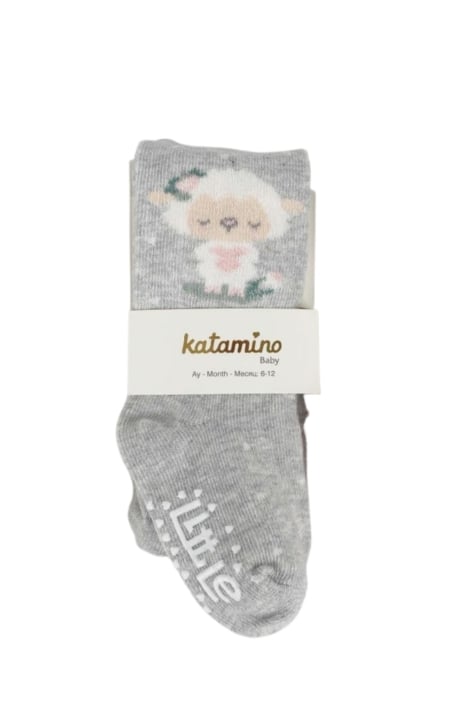 Бебешки чорапогащник момиче с агънце, сив цвят