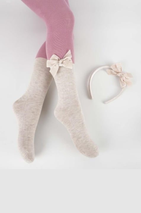 Детски чорапогащник момиче с диадема, тъмно розов цвят