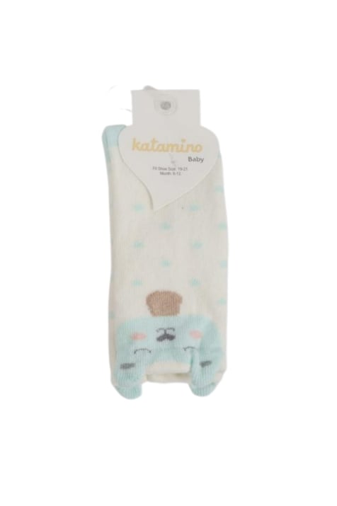 Бебешки чорапи момиче с мече, син цвят