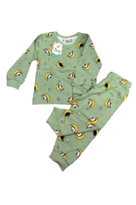 Детска пижама за момче с дълъг ръкав,зелен цвят
