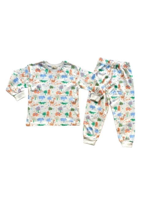 Детска пижама дълъг ръкав,бял цвят