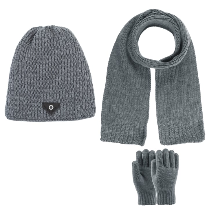Детски комплект шапка, шал и ръкавици момче, сив цвят