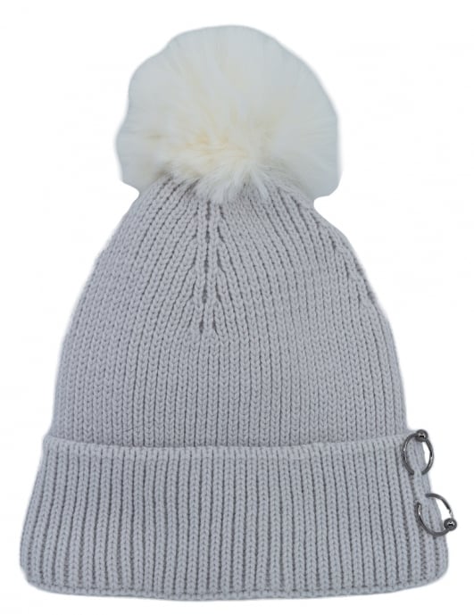 Детска шапка момиче, сив цвят