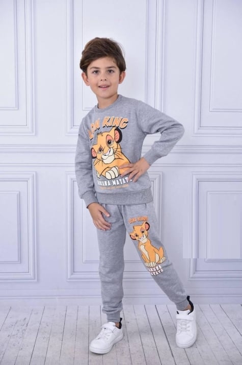 Детски комплект момче дълъг ръкав Lion King,сив цвят