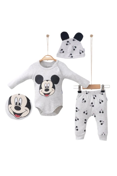 Детски комплект момче дълъг ръкав 3 части Мики Маус, сив цвят