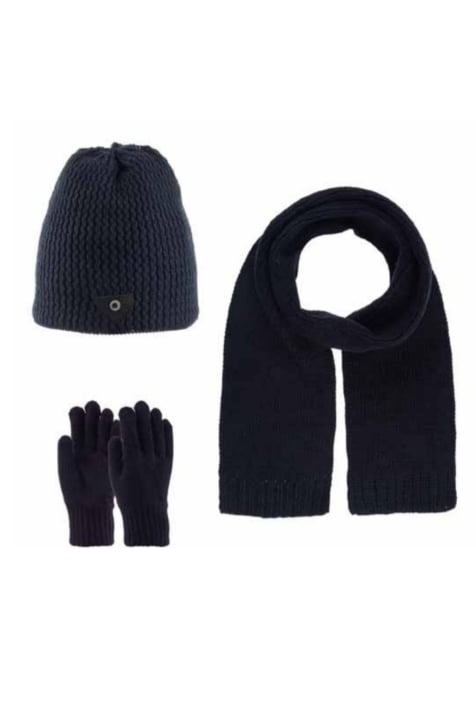 Детски комплект шапка, шал и ръкавици момче, тъмно син цвят