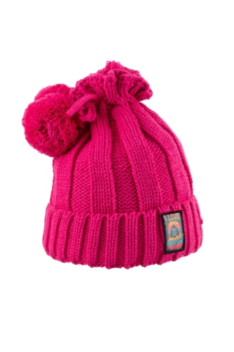Детска шапка момиче, цикламен цвят