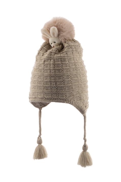 Детска шапка момиче, бежов цвят