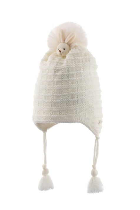 Детска шапка момиче, бял цвят