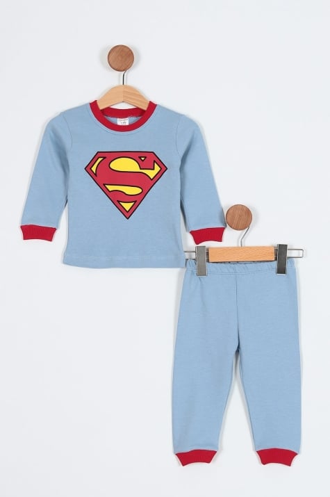 Детска пижама за момче с дълъг ръкав Superman,син цвят