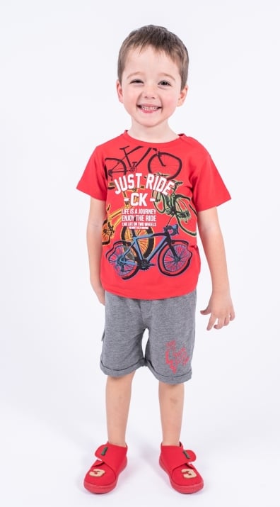 Бебешки къси панталонки момче, сив цвят