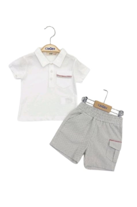 Детски комплект момче с къс ръкав,сив цвят