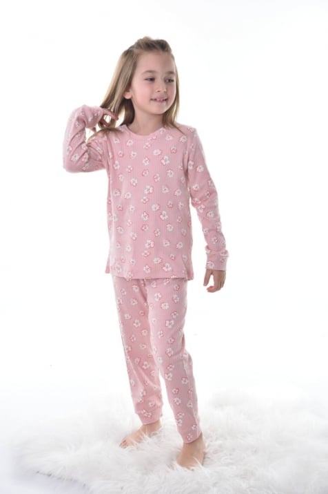 Детска пижама момиче дълъг ръкав , розов цвят