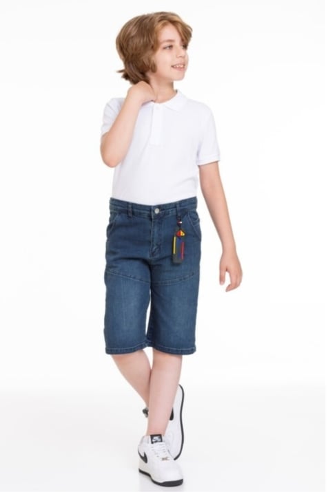 Детски дънкови къси панталонки за момче,в  син цвят