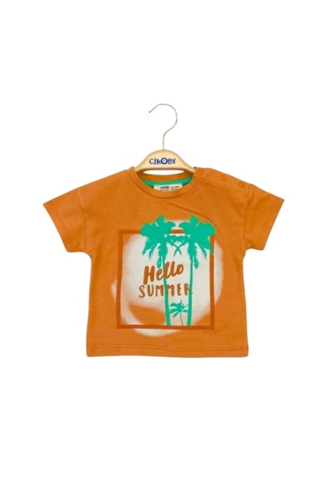 Детска тениска за момче, оранжев цвят