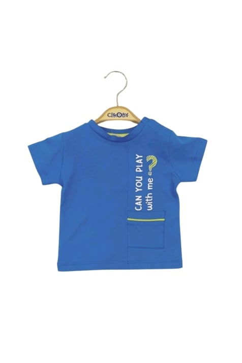 Детска тениска за момче, син цвят
