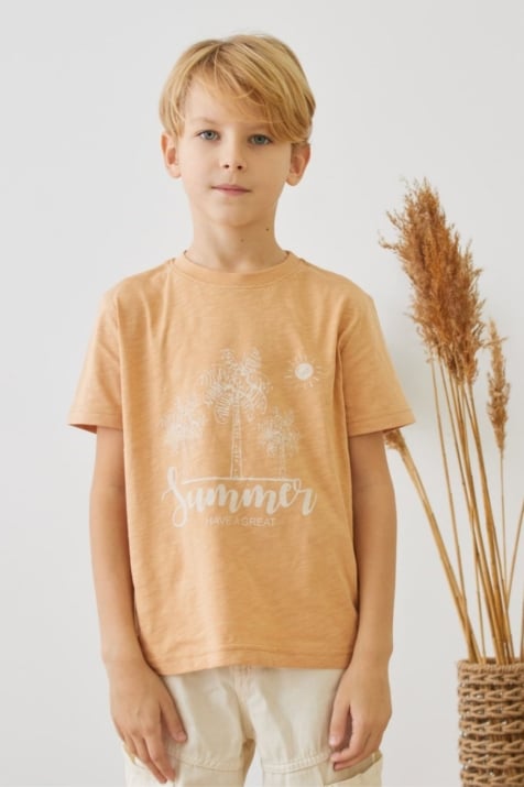 Детска тениска за момче,оранжев цвят
