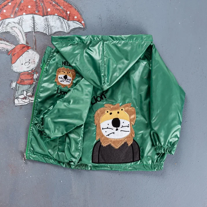 Детско яке момче с лъвче, зелен цвят