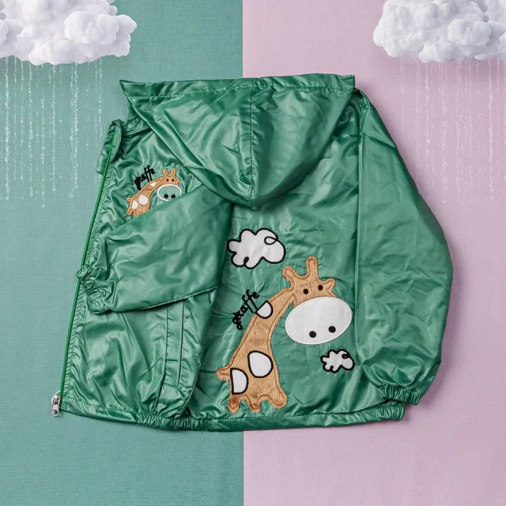 Детско яке момче с жираф, зелен цвят