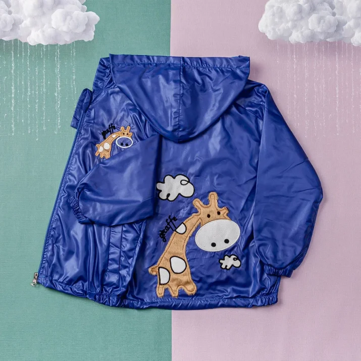 Детско яке момче с жираф, син цвят