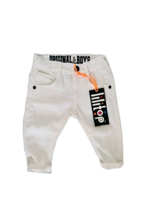 Бебешки панталон момче, бял цвят